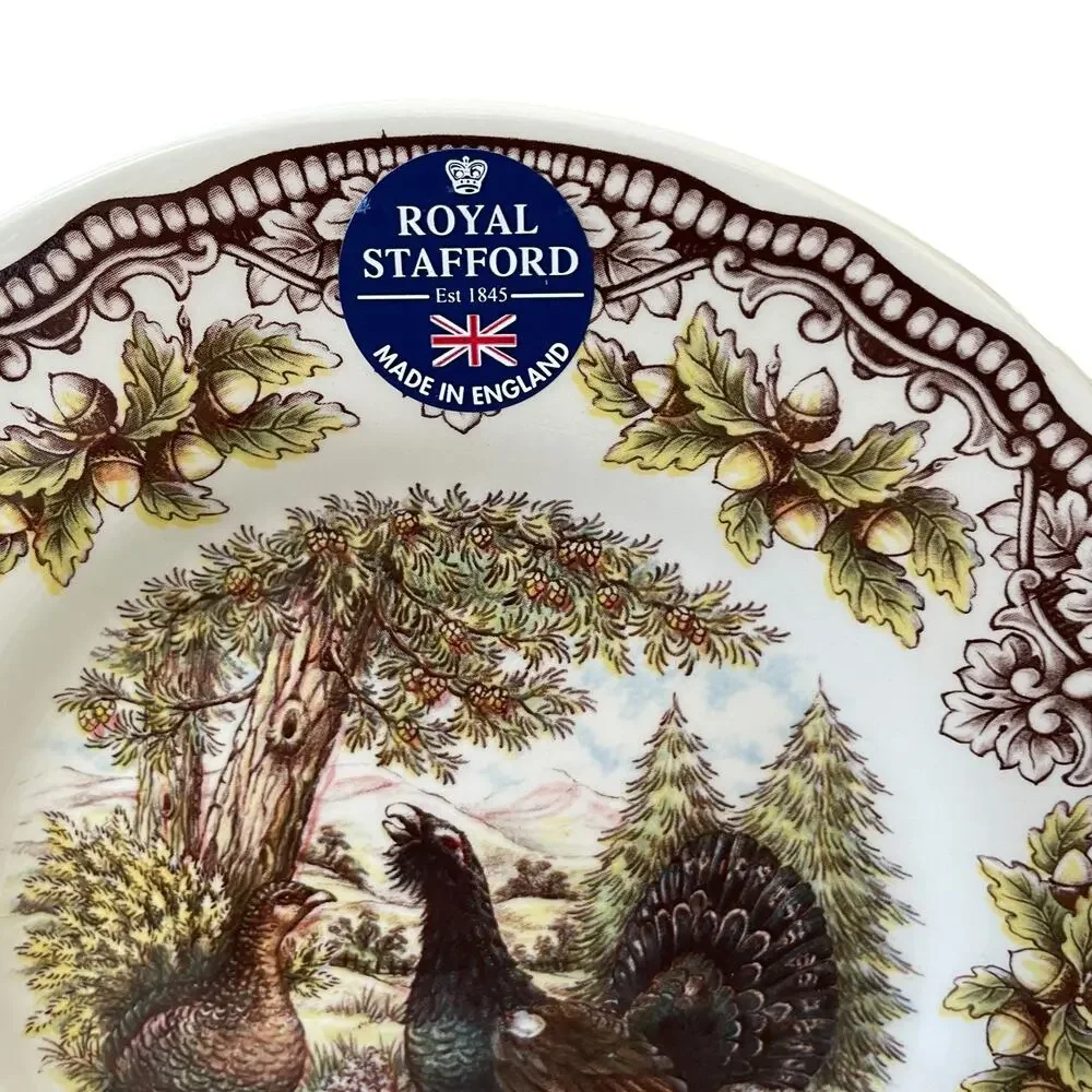 Royal Stafford Thanksgiving Capercaillie Dinner Plates 11in Porcelain Set of 4